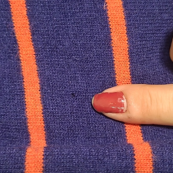 American Eagle Outfitters Navy Blue Orange Stripe Wool Rabbit Hair Blend Sweater - Picture 10 of 15